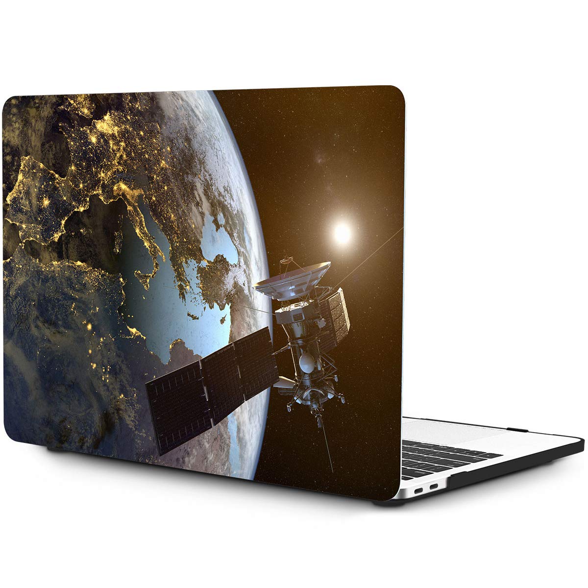OneGET MacBook Pro 13 Inch Hard Shell Case with Touch Bar - Compatible with 2016 2017 2018 Models (A2159 A1989 A1706 A1708) - Space Satellite Design (S12) - Durable Protective Cover for Work, Travel & School