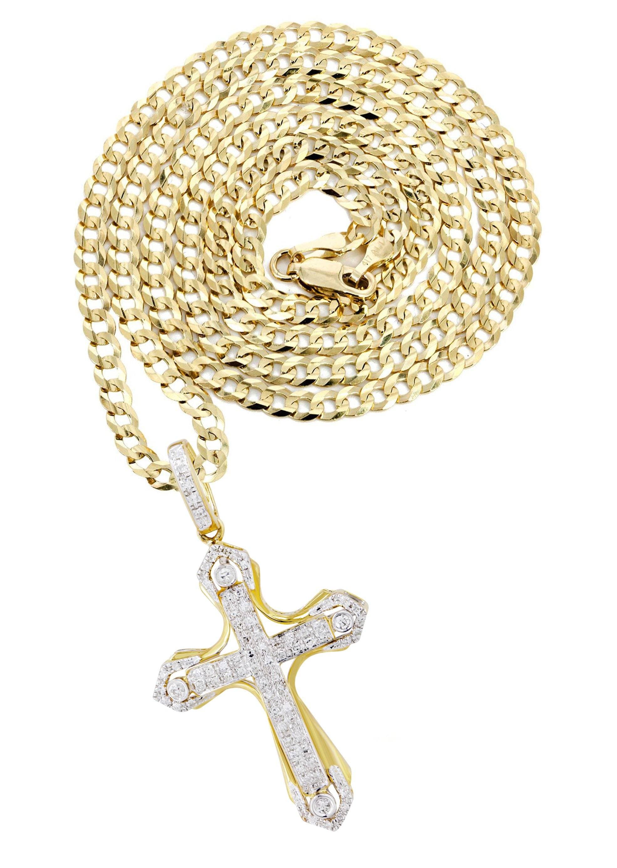 10K Yellow Gold Diamond Cross Necklace for Women | 0.36 Carat Genuine Diamond Pendant | Perfect for Gifts, Weddings & Everyday Elegance