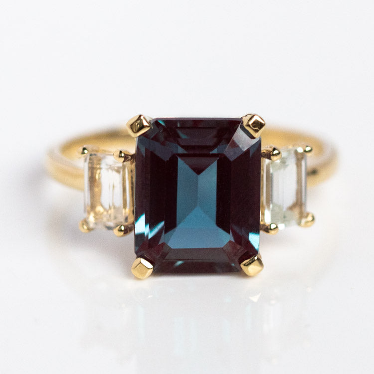 Elegant Alexandrite & White Topaz Ring for Women | Durable Sterling Silver Jewelry Gift for Anniversary, Birthday & Special Occasions