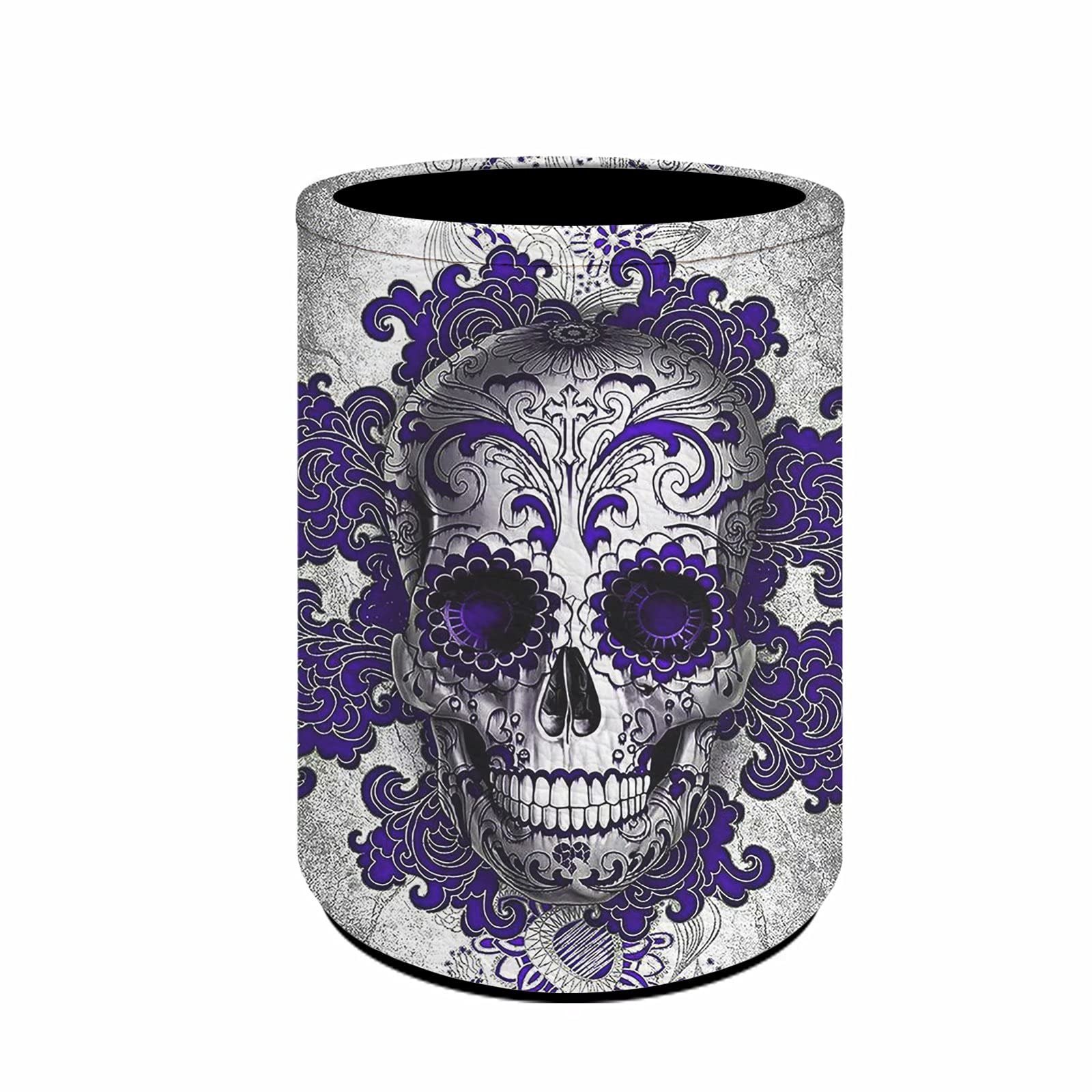 PU Leather Desk Organizer with Skull Pattern & Pen Cup - Makeup Brush Holder for Women, Office & Classroom Accessories | Perfect for Home, Work & School Organization