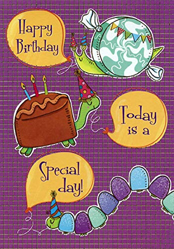 Designer Greetings Candy Snail, Cake Turtle & Candy Centipede Birthday Cards for Kids - Fun Animal-Themed Greeting Cards for Children's Birthday Parties, Baby Showers & Special Occasions