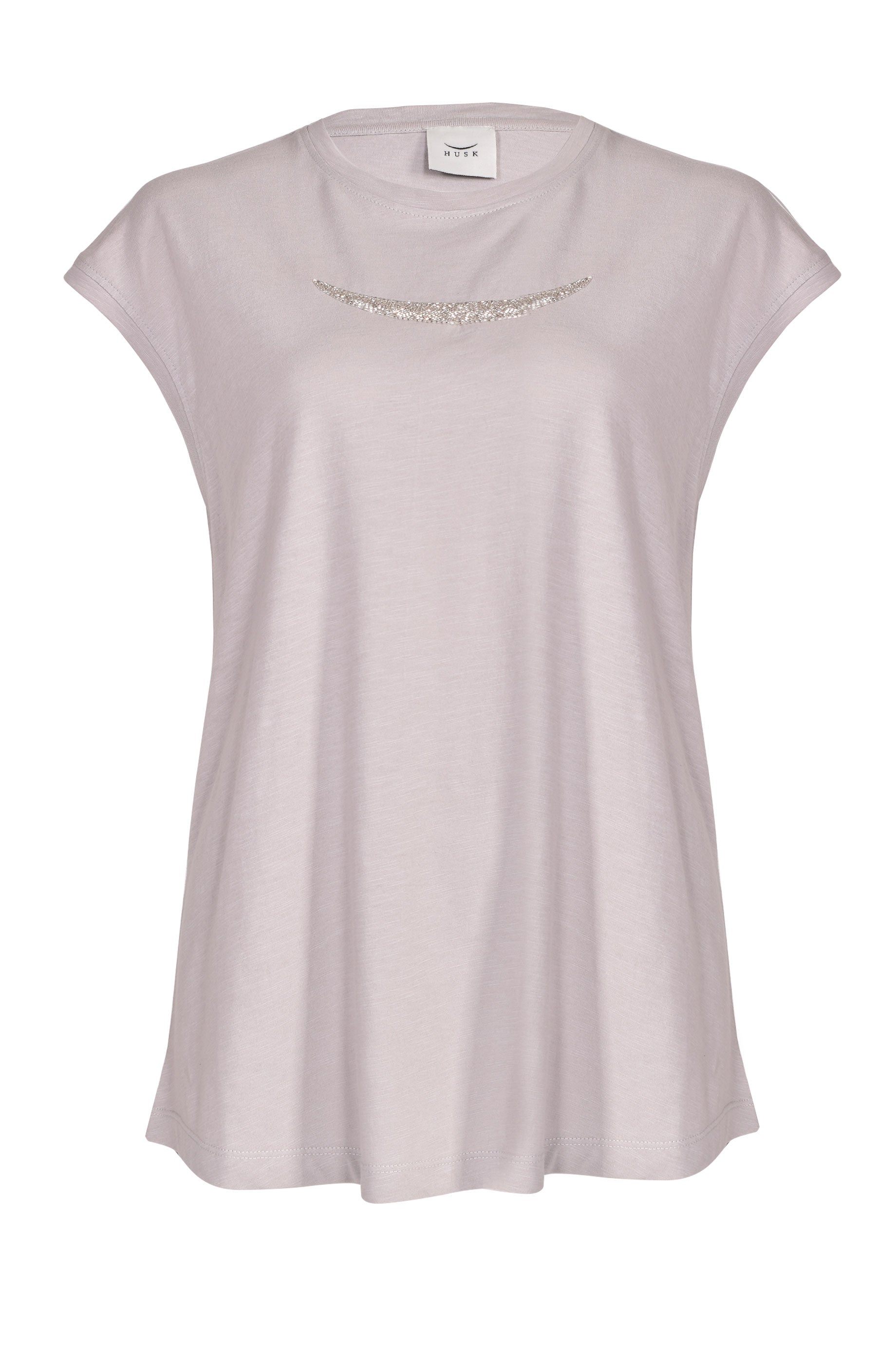 Husk Beaded T-Shirt in Putty - Soft & Stylish Women's Casual Tee for Everyday Wear & Layering