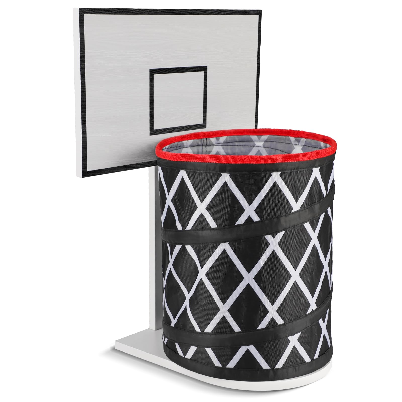 Basketball Trash Can Hoop - Mini Indoor Basketball Waste Bin with Wood Backboard (9.8