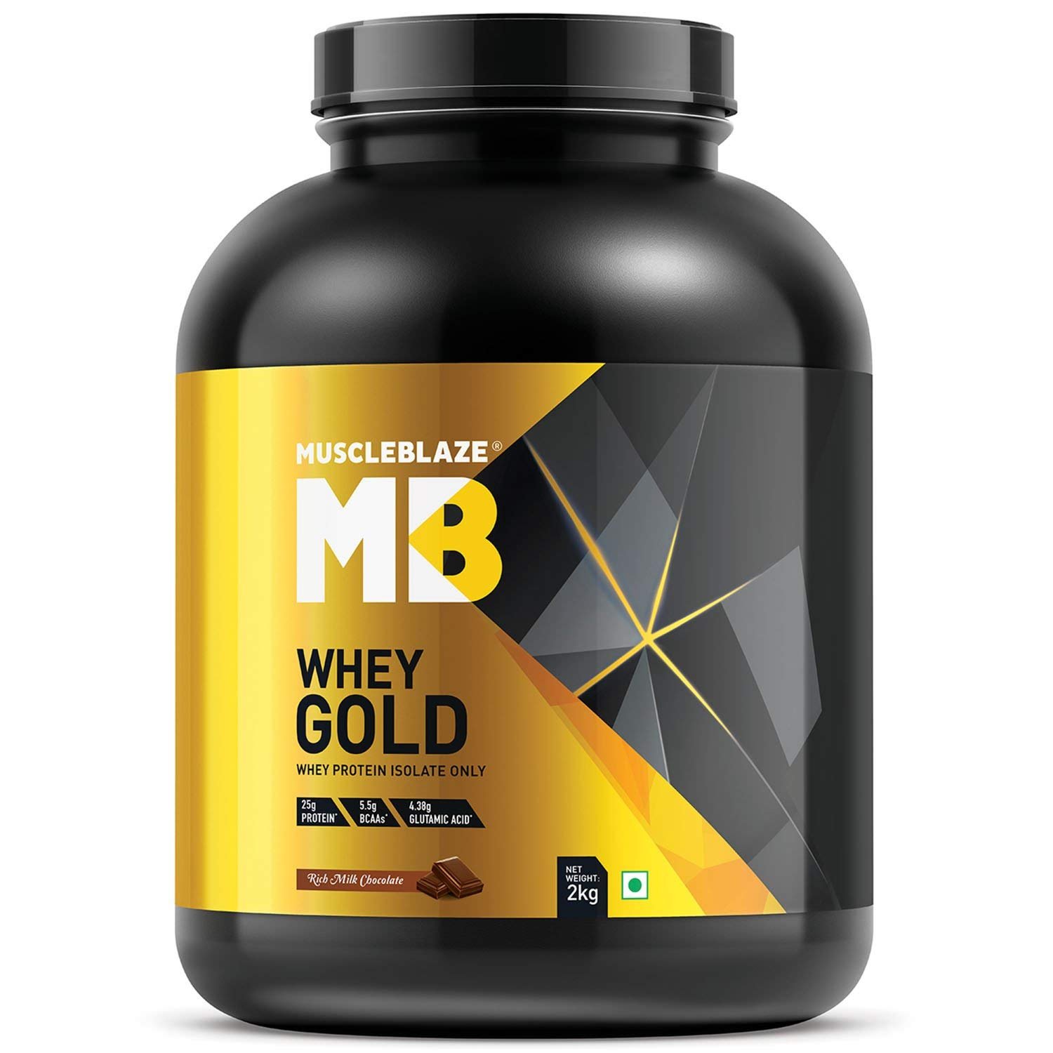 MuscleBlaze Whey Gold Protein Powder - 4.4 lb Rich Milk Chocolate Flavor for Muscle Growth & Recovery | Post-Workout Supplement for Gym & Fitness Enthusiasts