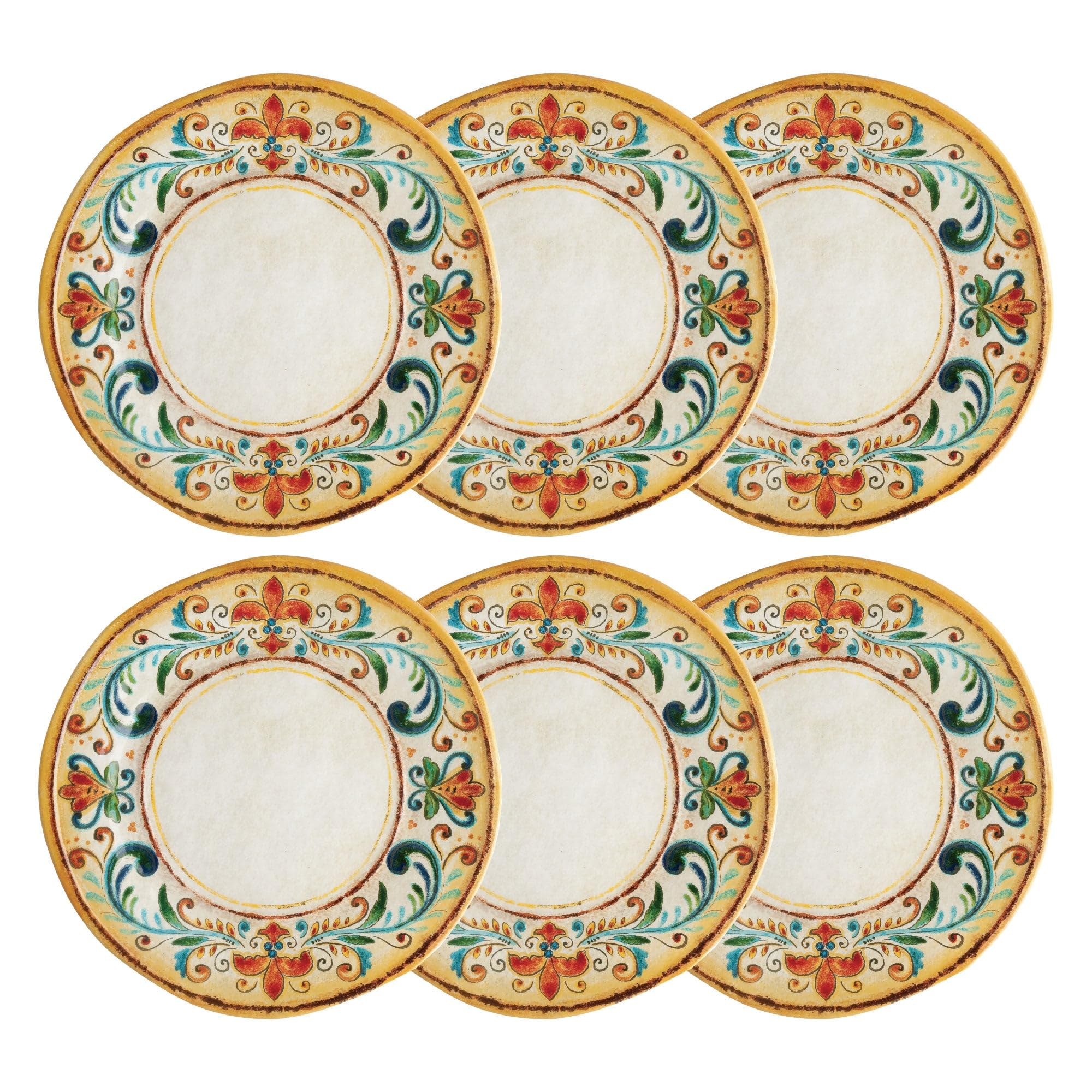 UPware 6-Piece Melamine Dinner Plates Set - BPA-Free, Dishwasher Safe, 11 Inch for Main Course, Pasta & Salad - Perfect for Dining & Entertaining