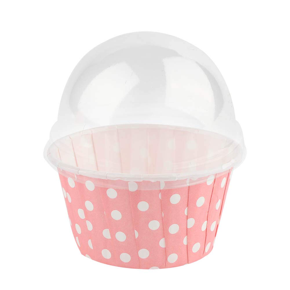 100 Pcs Pink Mini Cupcake Liners with Lids - Round Paper Baking Cups for Muffins, Cake Balls & Cupcakes | Perfect for Holiday Parties, Birthday Celebrations & Home Baking