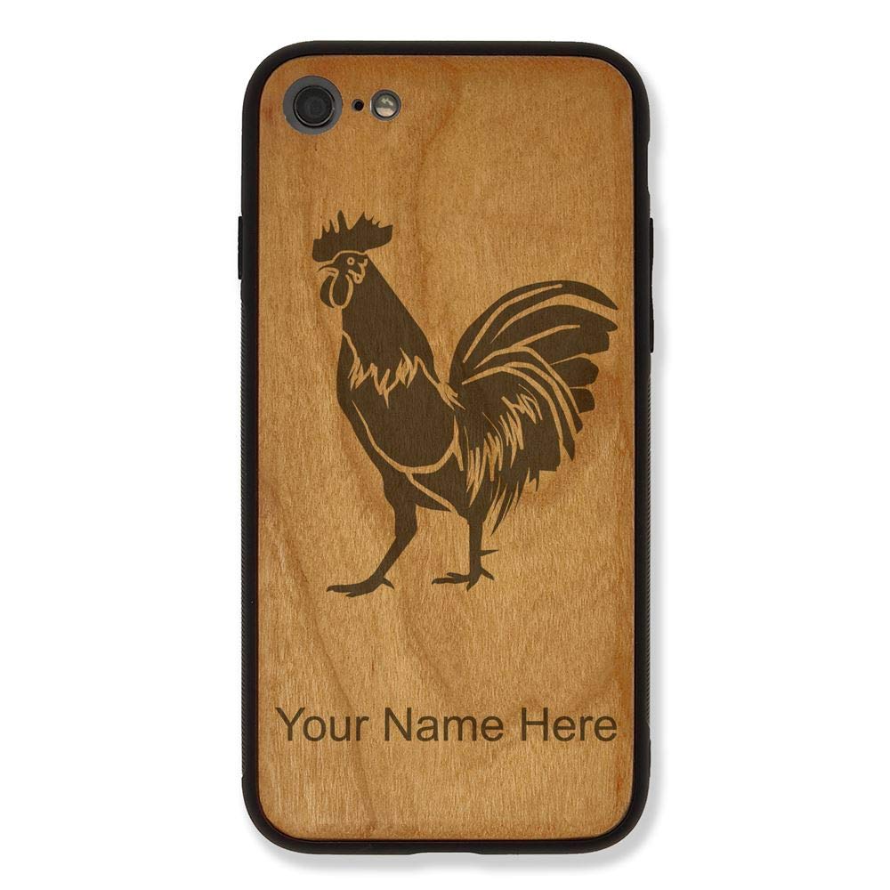 Premium Wooden iPhone 6/6s Case with Rooster Design & Free Personalized Engraving - Cherry Wood Protective Cover for Everyday Use & Gift Giving