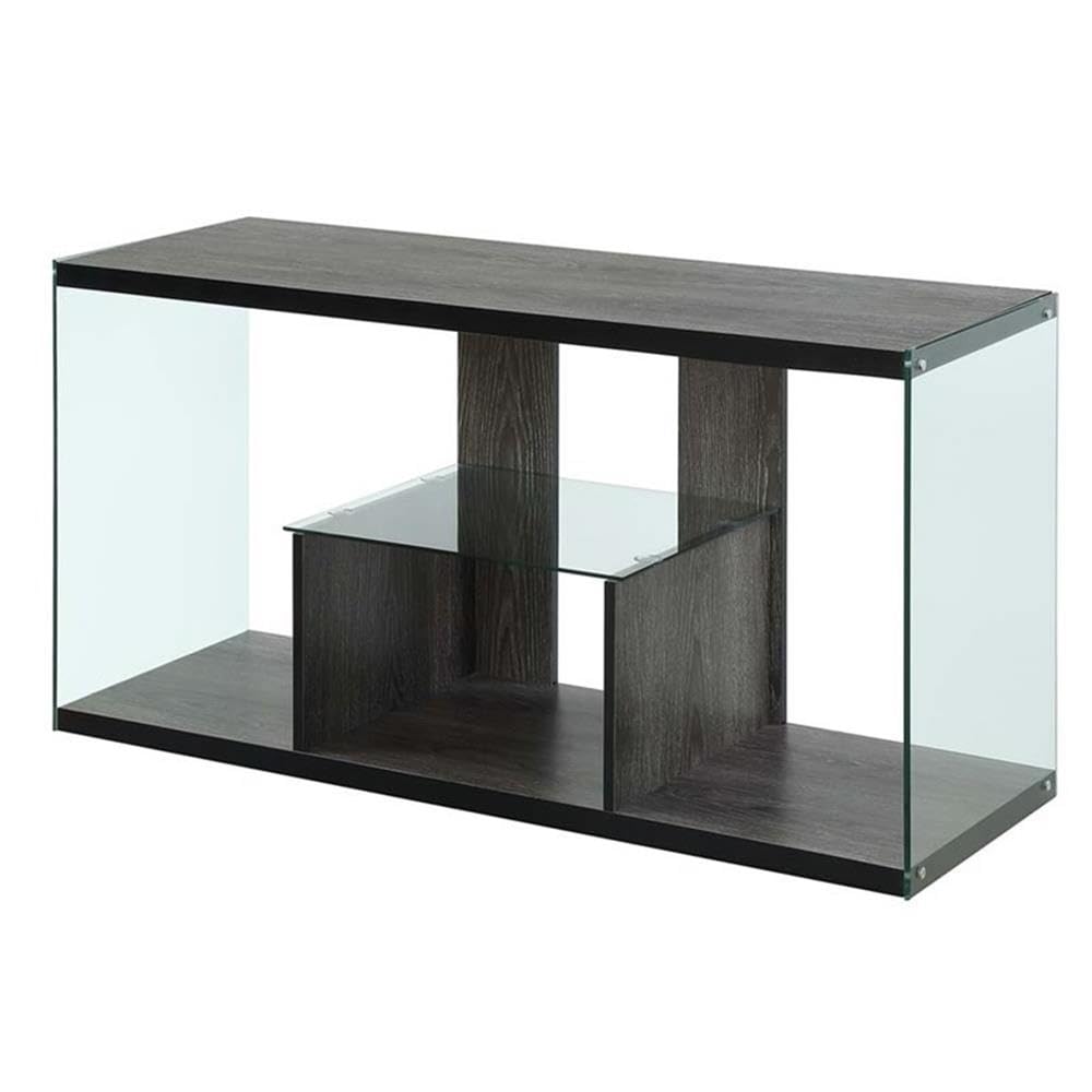 Pemberly Row 50 Inch TV Stand Entertainment Center Console - Weathered Gray Finish for Living Room, Bedroom & Home Theater Setup