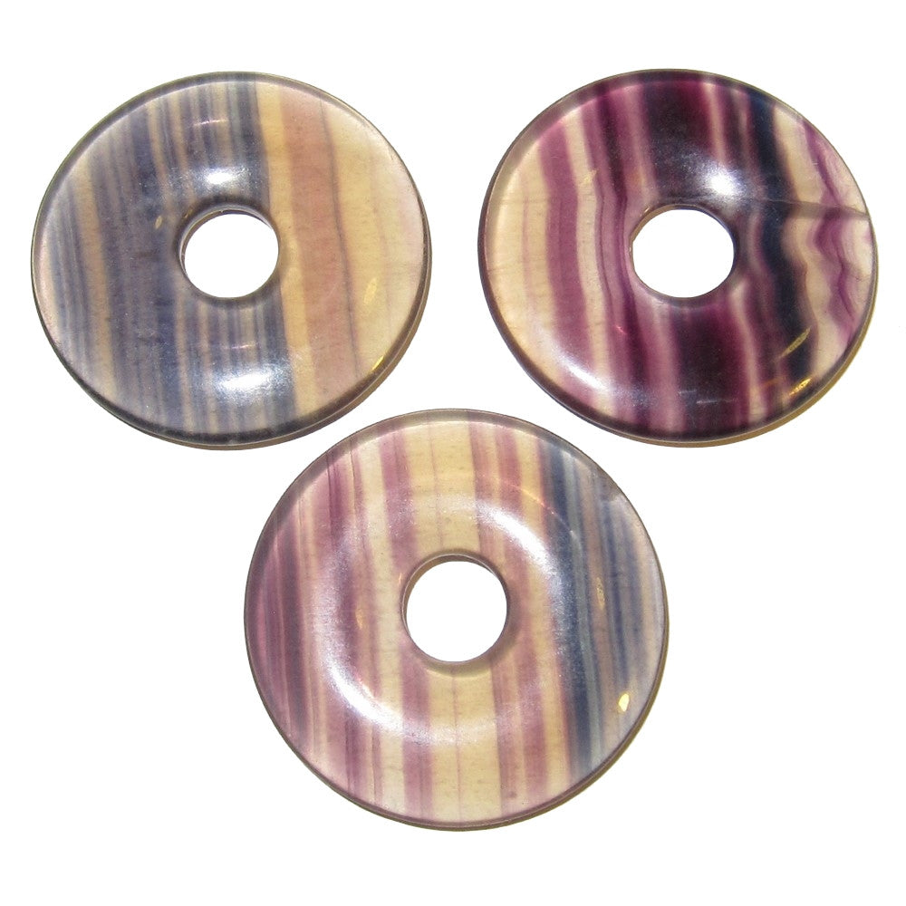 Fluorite Amulet Set - 3 Beautiful Donut Stones for Meditation, Healing & Spiritual Protection | Perfect for Yoga, Reiki & Chakra Balancing