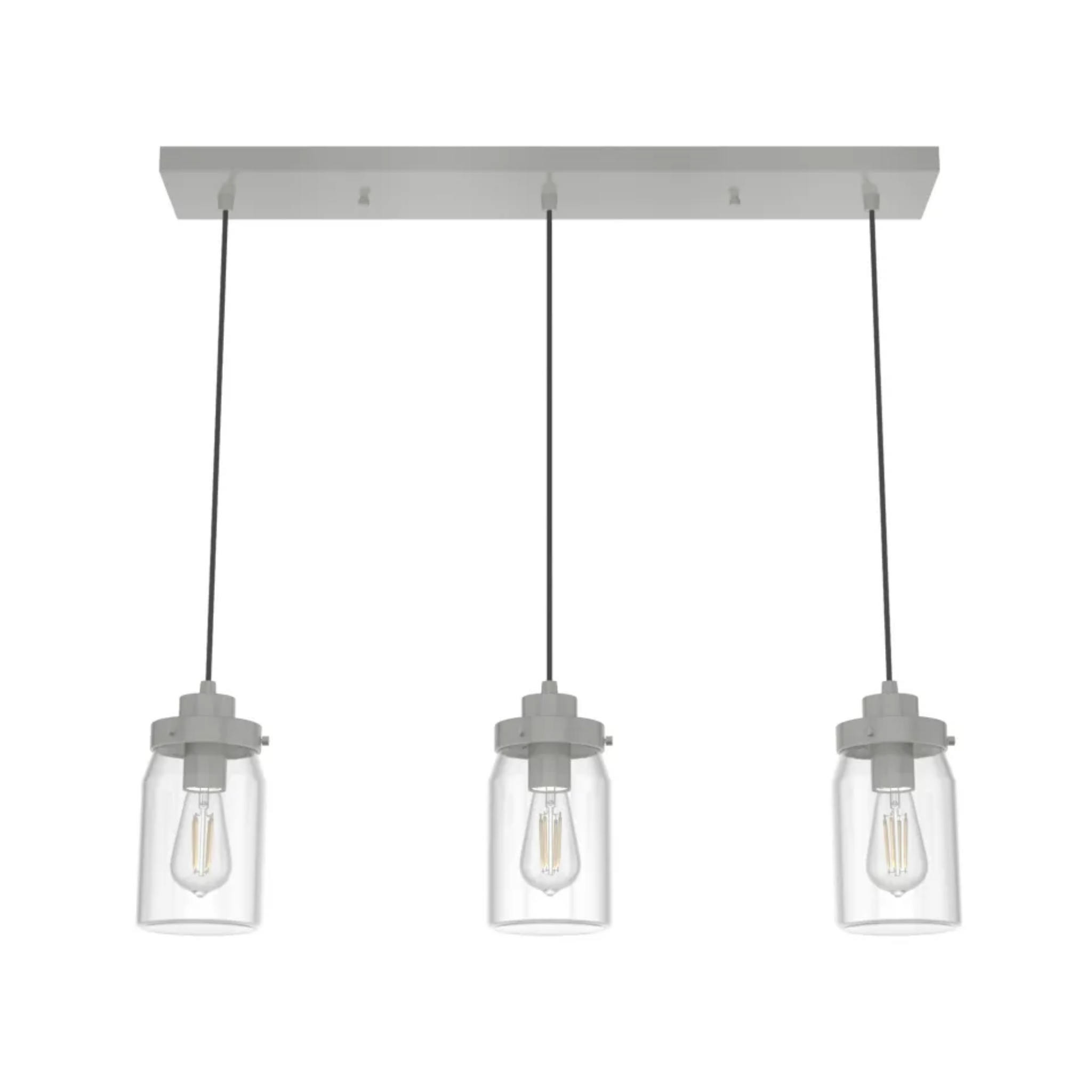 Hunter Devon Park 3-Light Brushed Nickel Chandelier - Elegant Ceiling Lighting Fixture for Dining Room, Bedroom or Living Room Decor