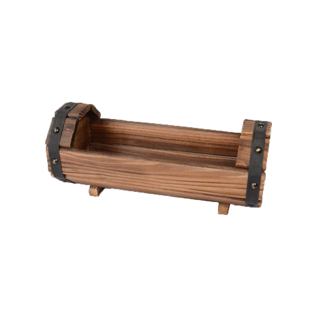 Dsxnklnd Carbonized Wooden Flower Pot - Succulent & Plant Planter for Indoor/Outdoor Garden Decor - Perfect for Home, Patio, and Office Decorations