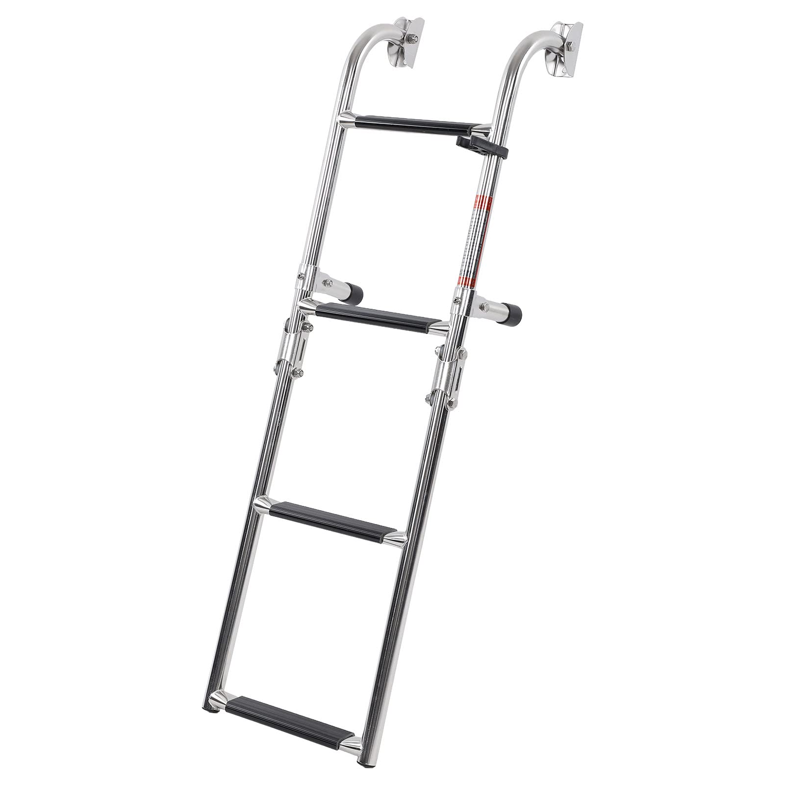 4 Step Stainless Steel Folding Pontoon Boat Ladder - Removable Anti-Slip Deck Ladder for Marine Yachts, Pontoons & Swimming Pools | Portable Boarding Solution for Easy Water Access & Safety