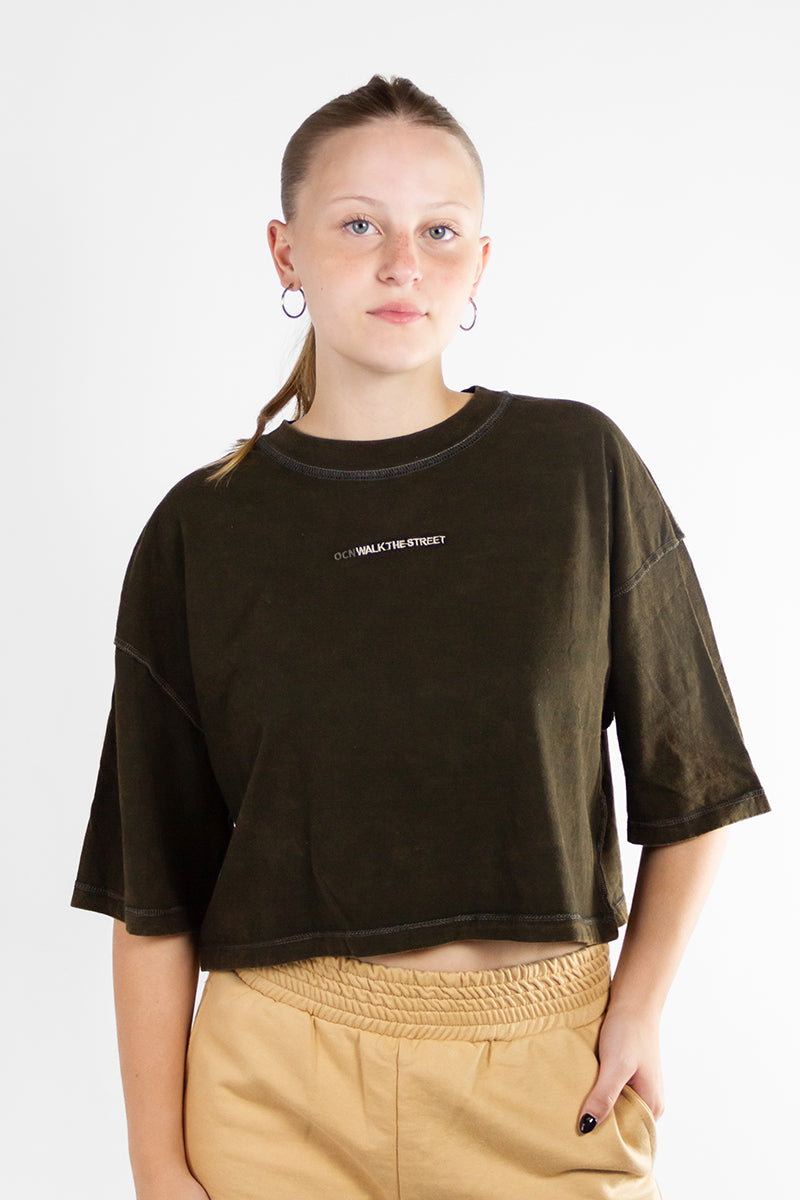 Women's Ocn Blurred Wash Rust T-Shirt - Soft Vintage Style Tee for Casual Wear & Everyday Outfits