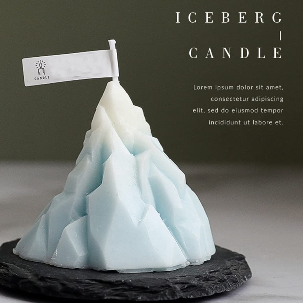 Premium Unscented Soy Wax Candles - Iceberg Volcano Mountain Design, Long-Lasting Snow Capped Aromatherapy Candles for Home Decor, Relaxation & Gifts (Birthday, Anniversary, Housewarming) - Perfect for Living Room, Bedroom & Spa Ambiance