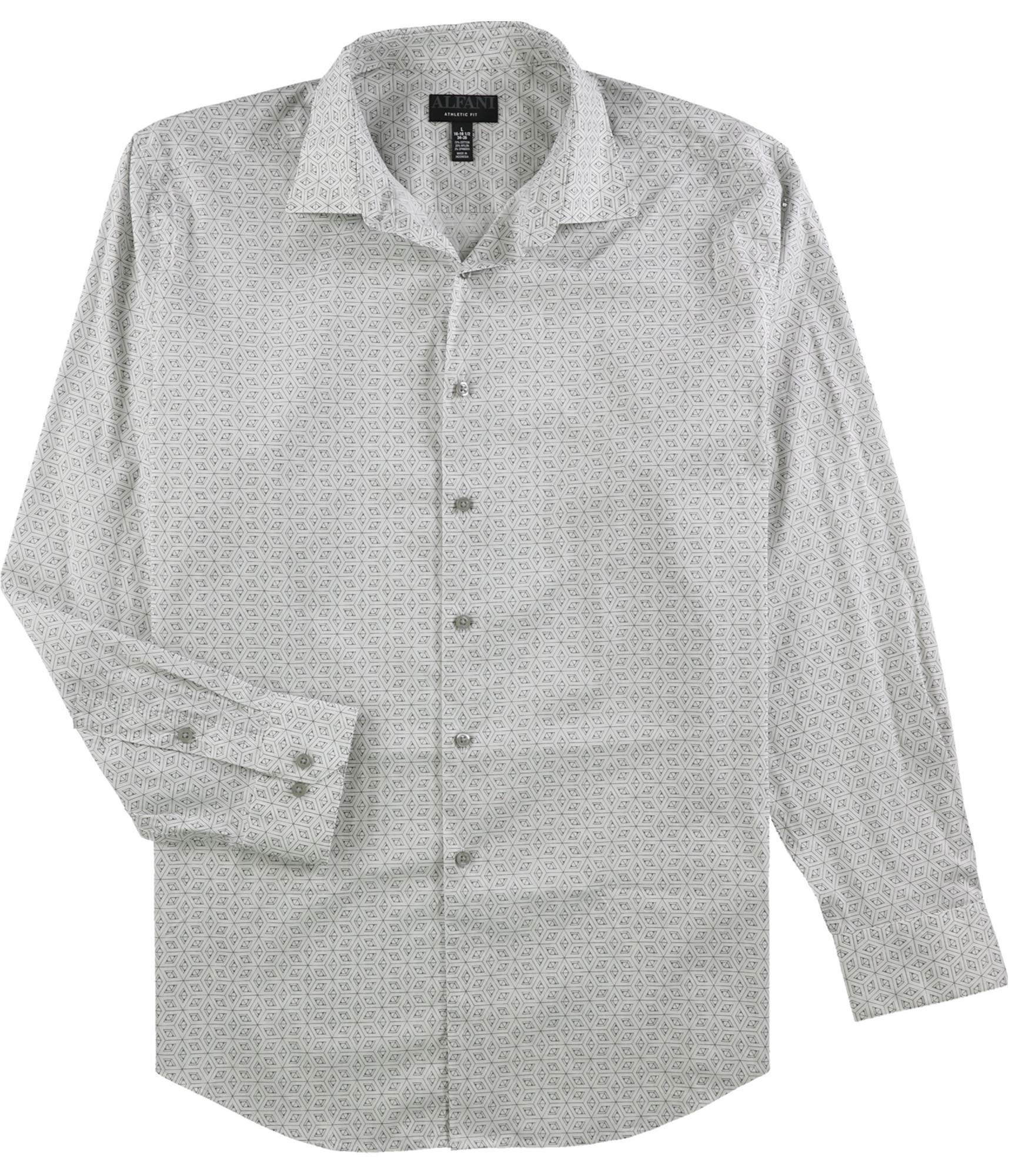 Alfani Men's Athletic Fit Button-Up Dress Shirt - Slim Fit Formal & Business Casual Shirts for Office, Wedding & Special Occasions