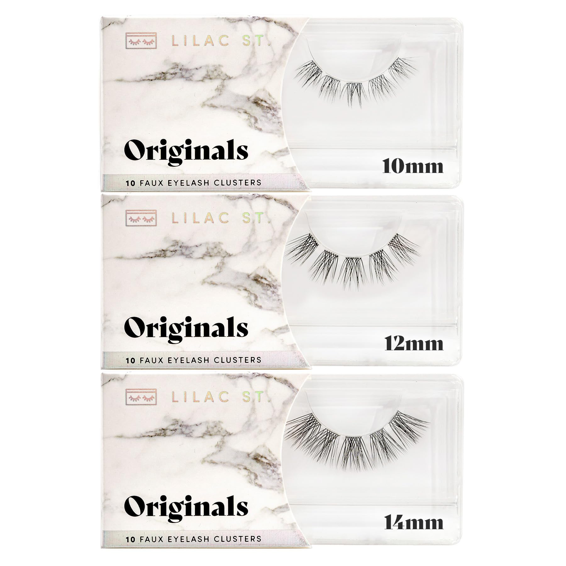Lilac St - Natural Faux Eyelash Clusters 3-Pack (10-12-14mm) - DIY Lash Extensions - Lightweight, Cruelty-Free & Vegan - 30 Lashes - Perfect for Weddings, Parties & Everyday Glam