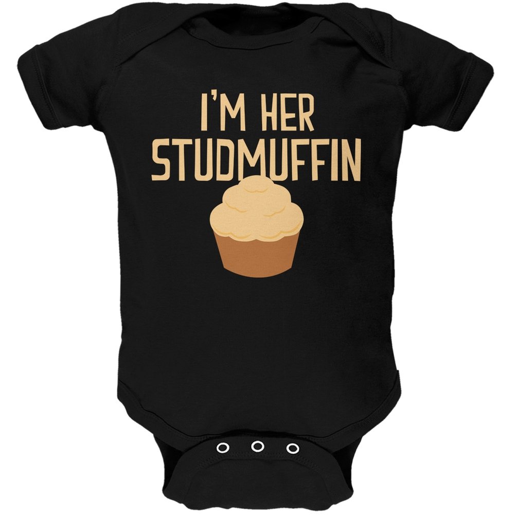 Old Glory Studmuffin Black Soft Baby Onesie - 9-12 Months | Cozy & Stylish Outfit for Playtime & Family Photos