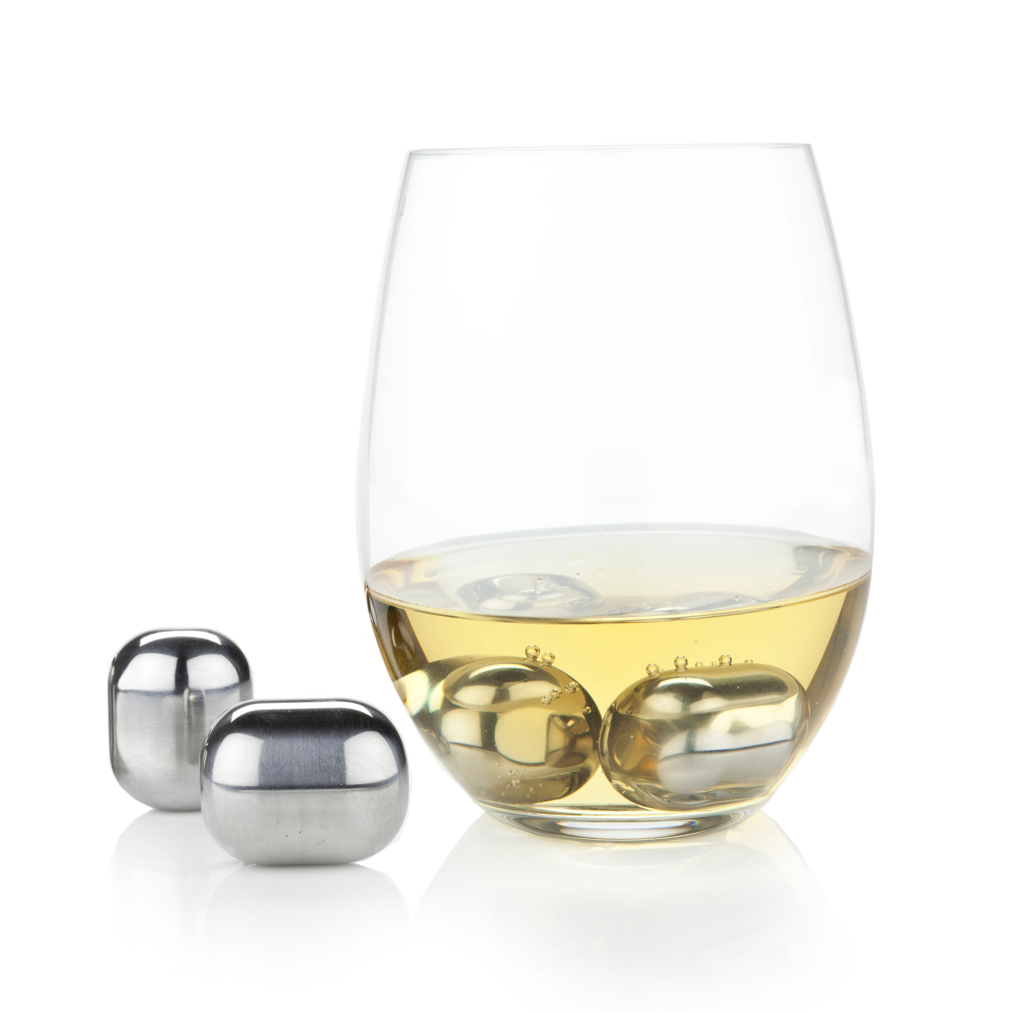 Premium Stainless Steel Wine Chilling Stones Set of 4 - Reusable Whiskey & Wine Coolers for Perfect Temperature - Ideal for Home Bars, Gifts & Cocktail Parties