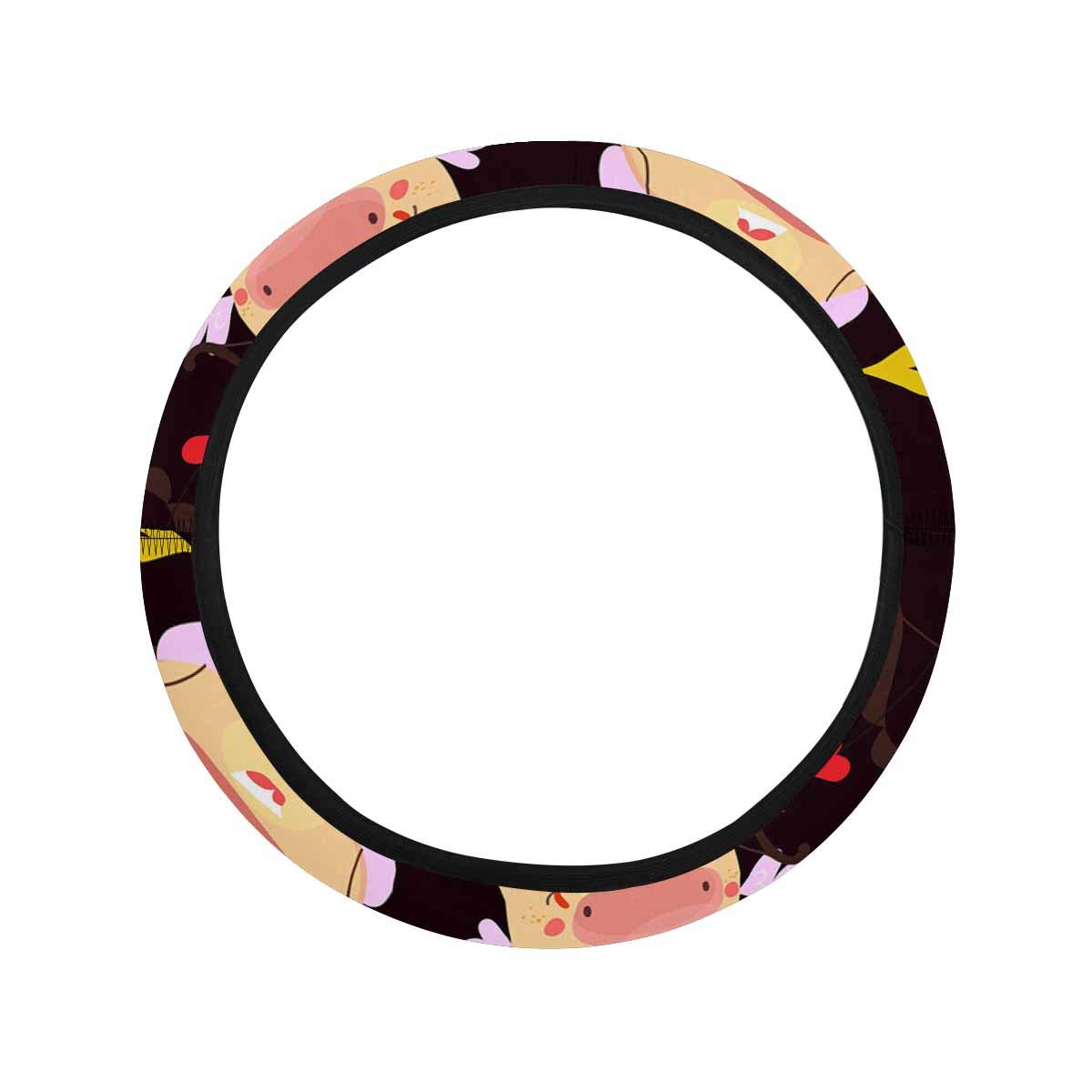 Romantic Pig Pattern Neoprene Steering Wheel Cover - Universal Fit for Cars, Valentine's Day Gift - Perfect for Couples, Date Nights & Road Trips