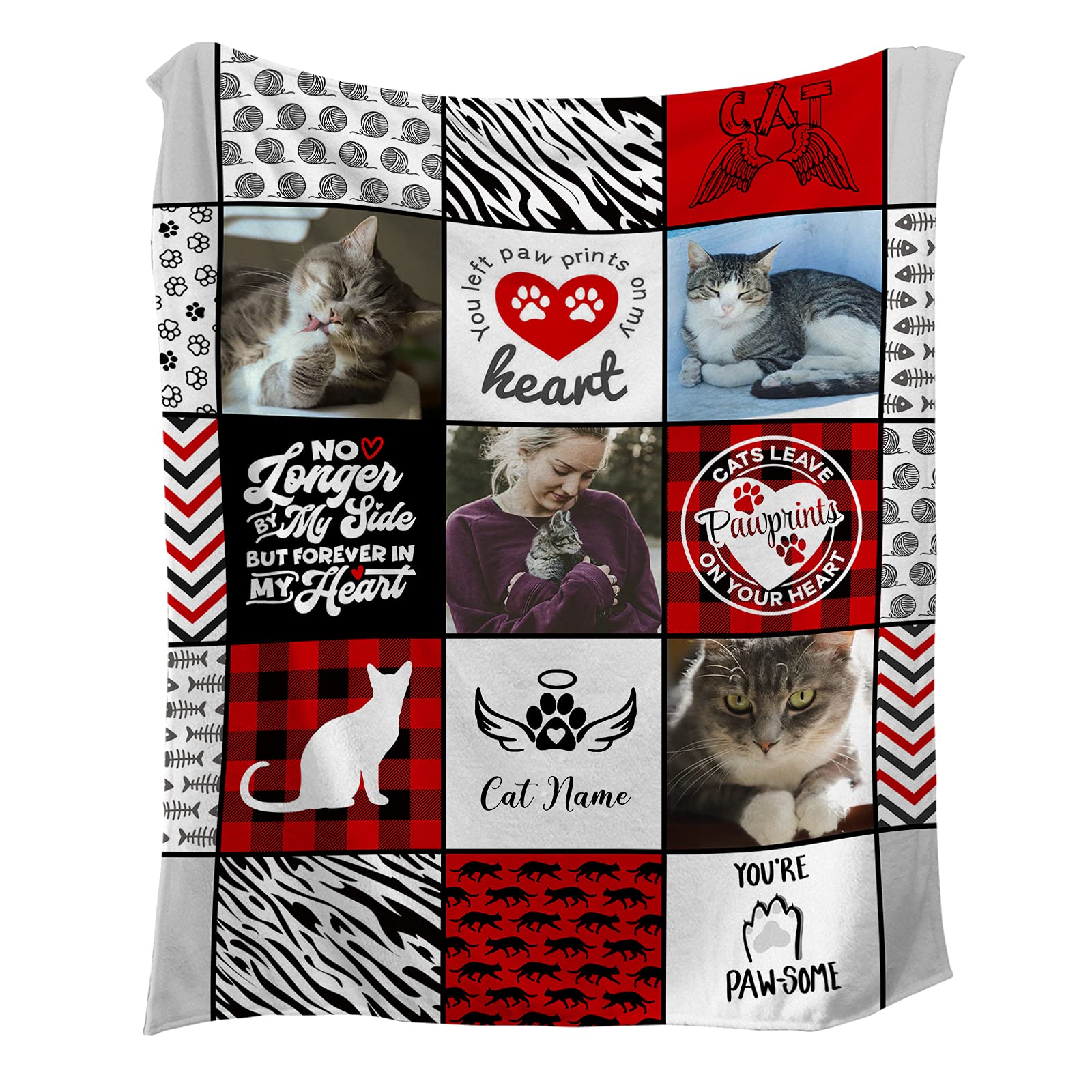 Personalized Cat Memorial Blanket - Custom Photo Sympathy Gift for Cat Loss | 40x50 Inch Pet Keepsake Blanket | Comforting Gift for Grieving Cat Owners & Cat Moms | Perfect for Memorial Services, Pet Loss Support & Home Remembrance