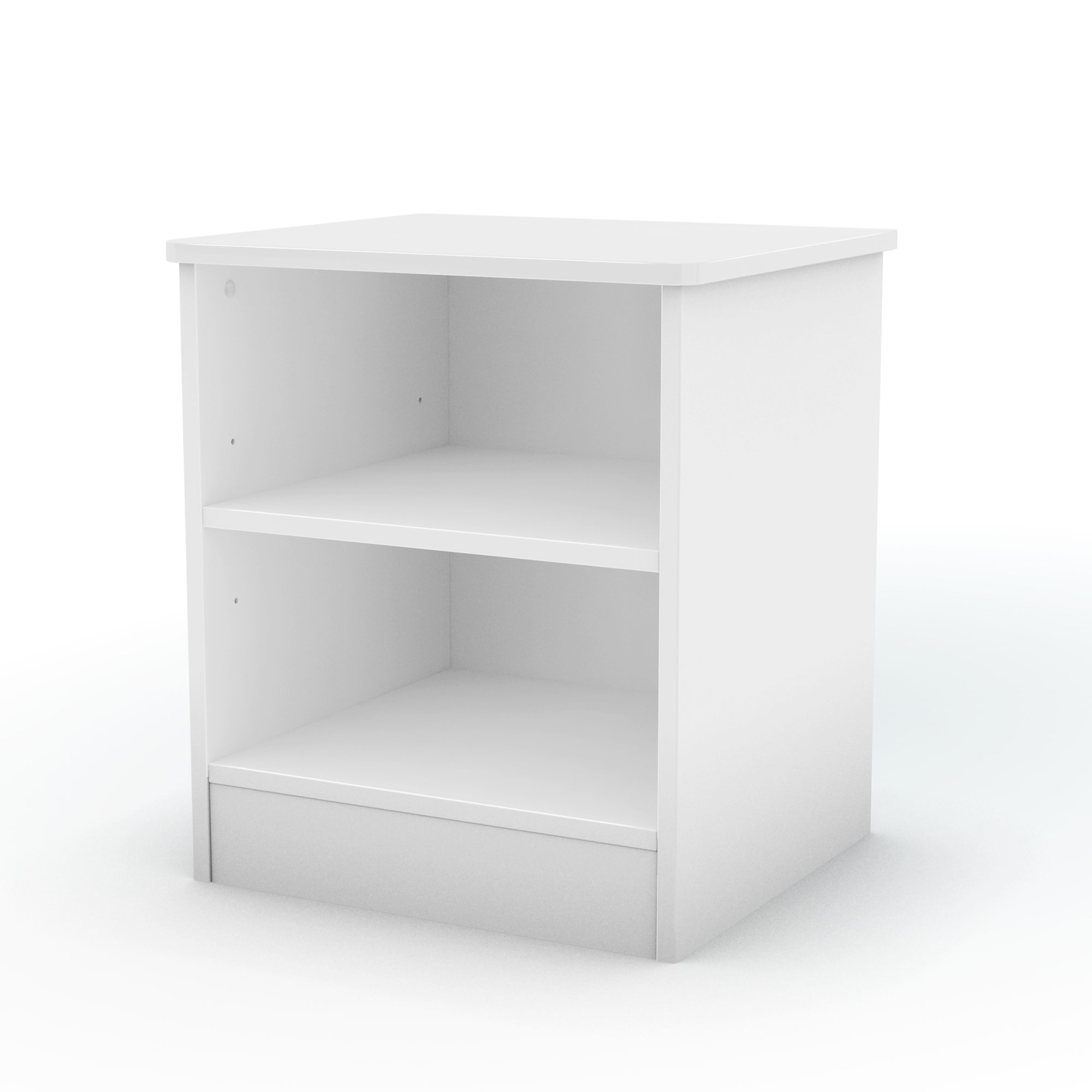 South Shore Libra Open 2-Shelf Nightstand, Pure White - Modern Bedside Table for Bedroom, Living Room & Office Storage - Sturdy Wood Construction with Open Shelves for Books, Lamps & Decor