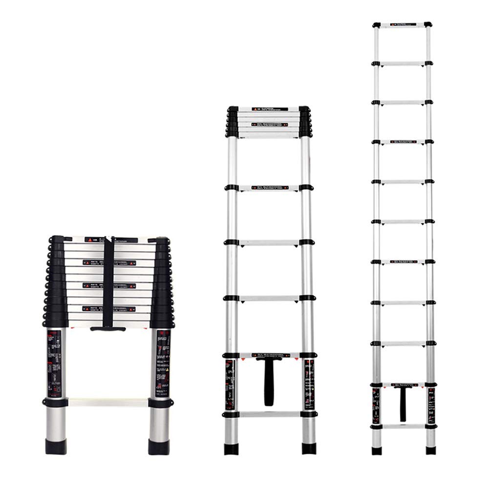 Best Telescoping Ladder 10.5FT - Lightweight Aluminum Folding Ladder with One-Button Retraction, Portable Extendable Ladder for Home, RV, Garage, Loft - Ideal for Roof Access, Painting, and DIY Projects