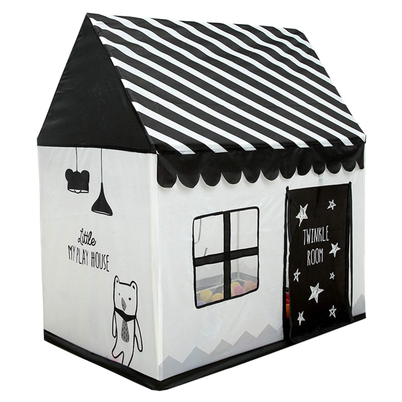 LANHA Kids Play Tent - Indoor & Outdoor Children's Cabin Playhouse with Window & Storage Bag - Durable 110x100x70cm Black - Perfect for Backyard Camping, Playdates & Imaginative Play