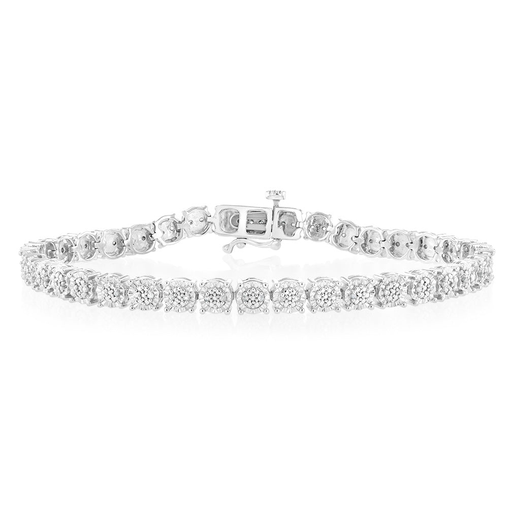 1/4 Carat Diamond Sterling Silver Bracelet 18.5cm - Elegant Jewelry Gift for Women, Perfect for Weddings, Anniversaries & Special Occasions