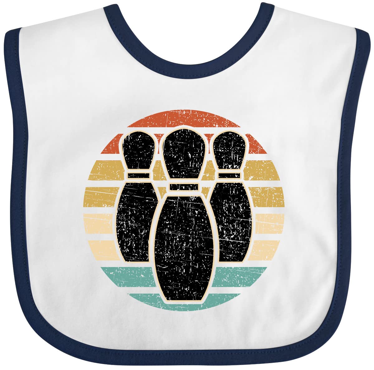 Inktastic Bowling Sunset Design Baby Bib - Soft Cotton Bowler Silhouette & Bowling Pins - Perfect for Infants, Toddlers & Baby Showers - Great Gift for Bowling Fans & New Parents