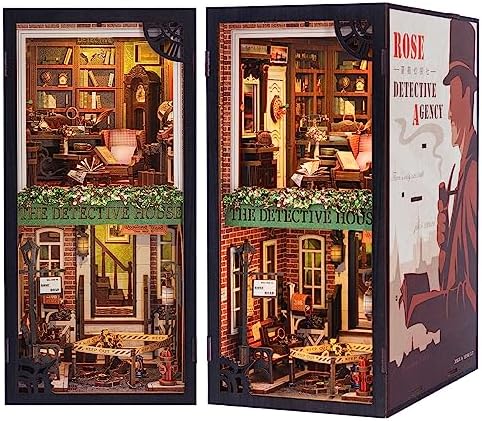 DIY Bookend Puzzle - Rose Detective Agency with Dust Cover | Unique Home Office Decor & Gift for Book Lovers | Perfect for Bookshelves, Desks & Reading Nooks