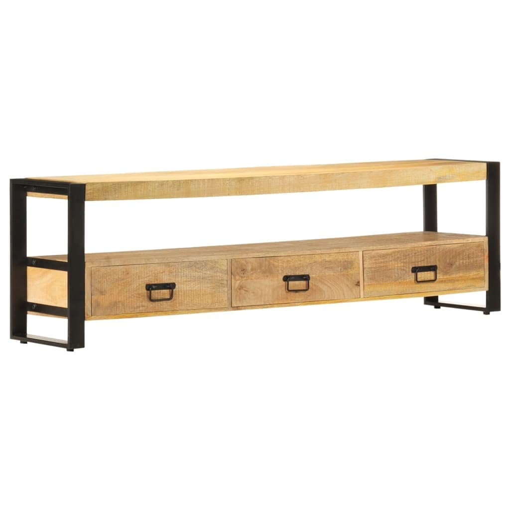 Farmhouse TV Stand with Open Shelves - 59.1