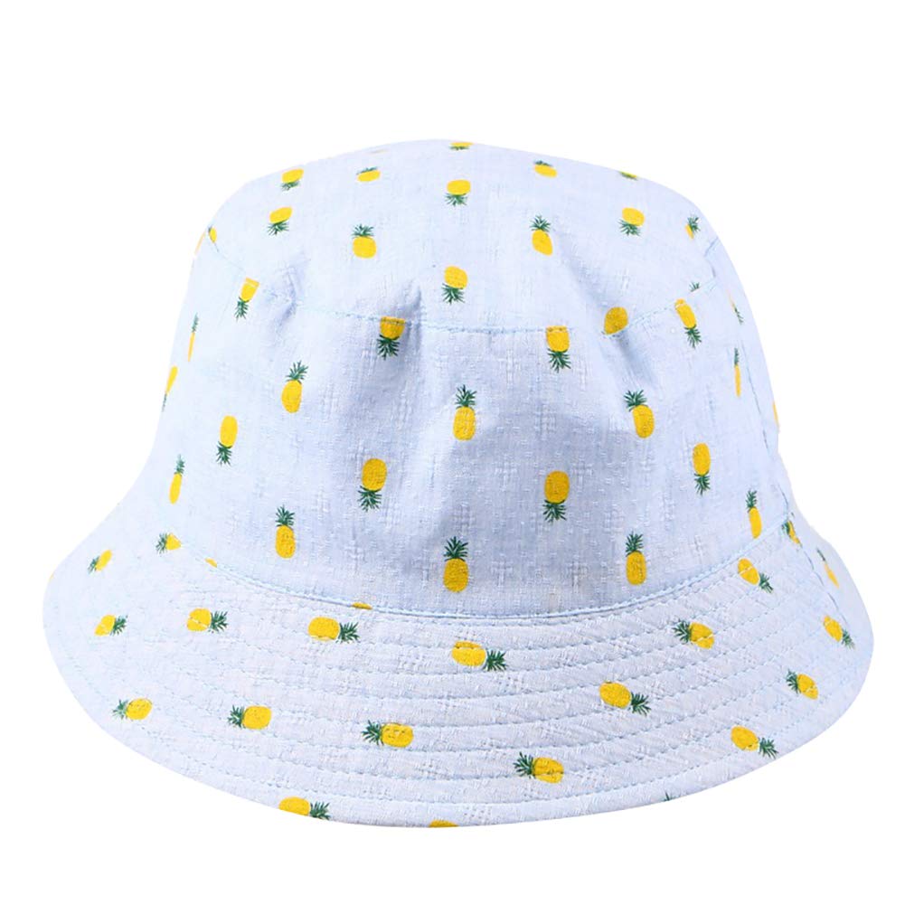 KEKY Summer Beige Print Bucket Hat for Women & Men - Pineapple Banana Tropical Beach Hat, Casual Foldable Sun Hat for Fishing, Travel, Outdoor Activities - Perfect for Beach Vacation, Pool Party, and Summer Adventures