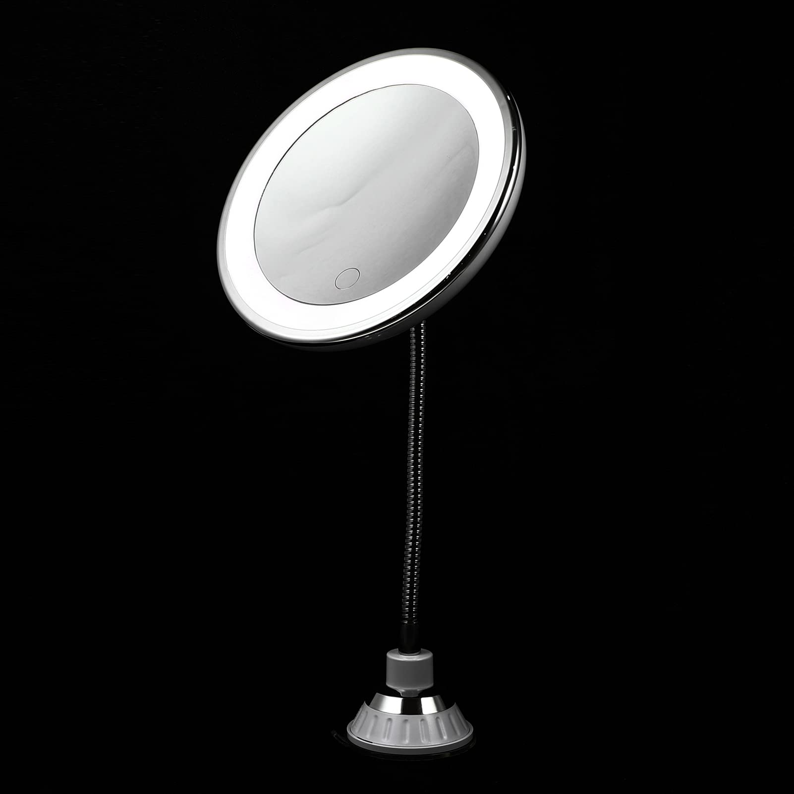 FOMIYES LED Lighted Makeup Mirror with Touch Control - 10X Magnification Vanity Mirror with Adjustable Brightness for Bedroom, Dressing Table & Travel | Portable Round Mirror with Soft Lighting for Perfect Makeup Application & Skincare Routine