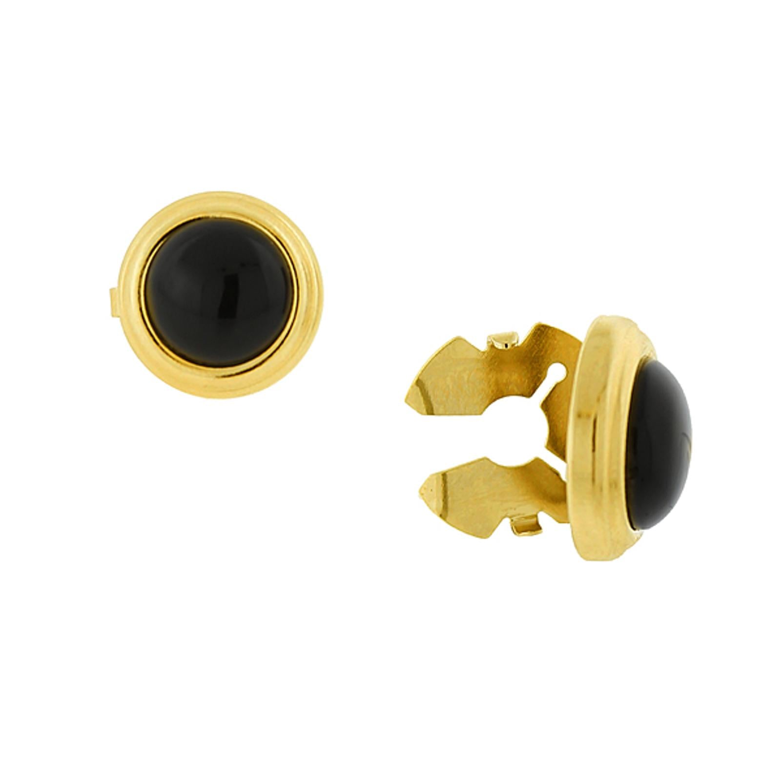 1928 Jewelry CUFF IT! Cufflinks - Black Stone Round Button Covers for Men's Dress Shirts | Elegant Formal Wear Accessories for Weddings, Business Meetings & Special Occasions