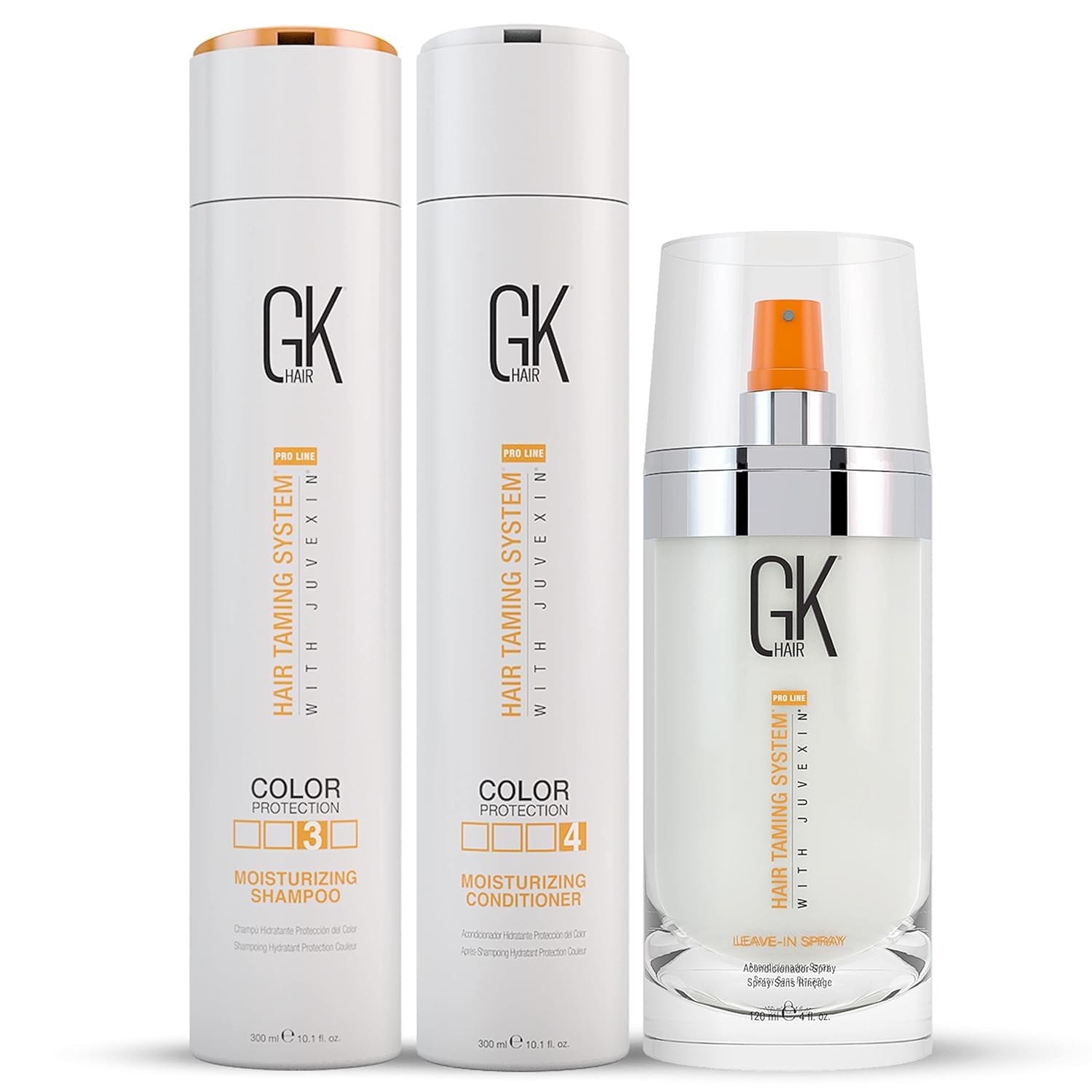 GK HAIR Global Keratin Moisturizing Shampoo & Conditioner Set (300ml) with Leave-in Treatment Spray (120ml) - Hydrating Hair Care for Dry, Damaged Hair - Perfect for Salon-Quality Results at Home