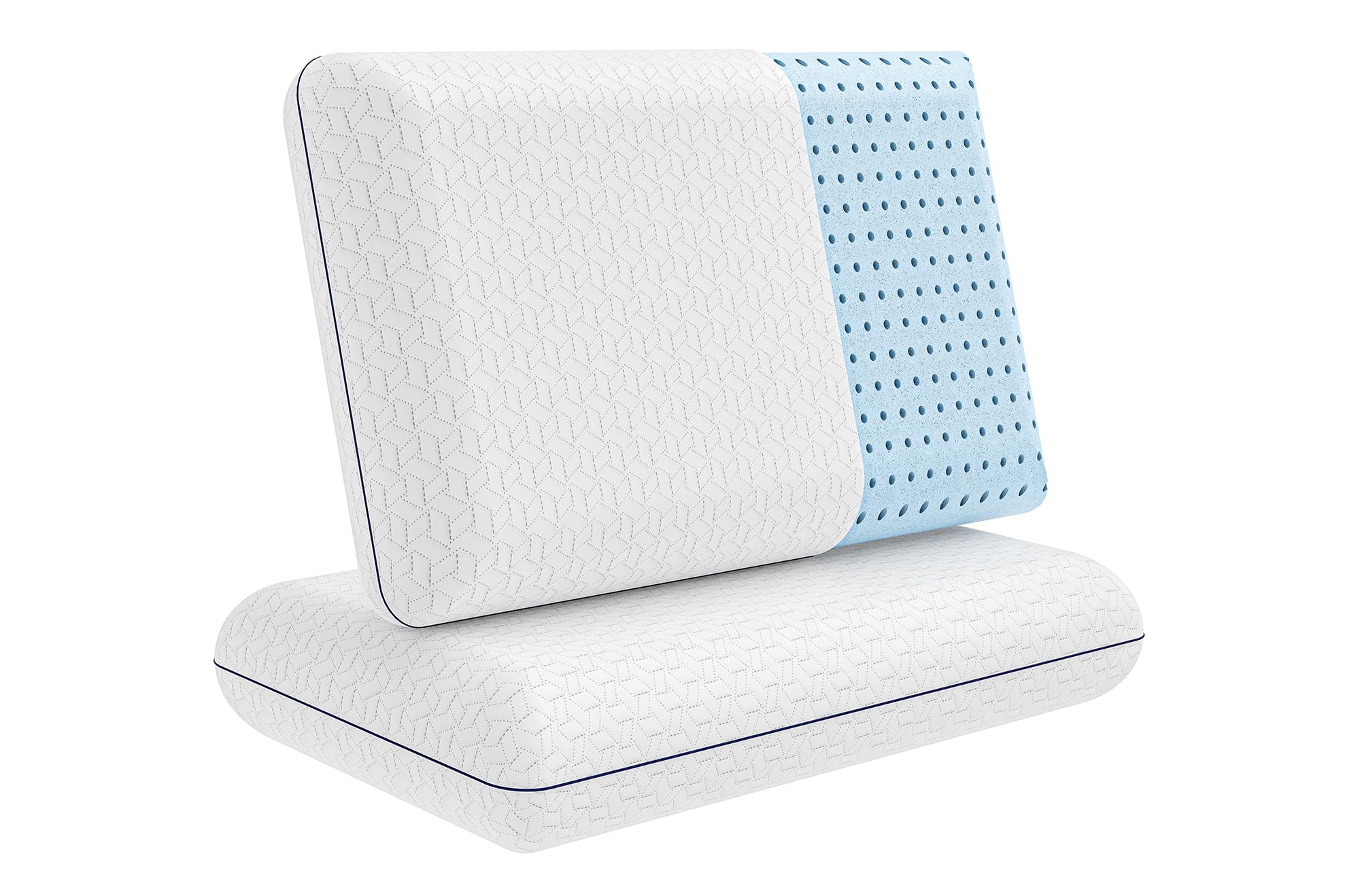 2 Pack King Size Gel Memory Foam Pillow with Bamboo Viscose Cover - Cooling, Ventilated Bed Pillows for Side Sleepers & Hot Sleepers - Perfect for Back Pain Relief & Night Sweats
