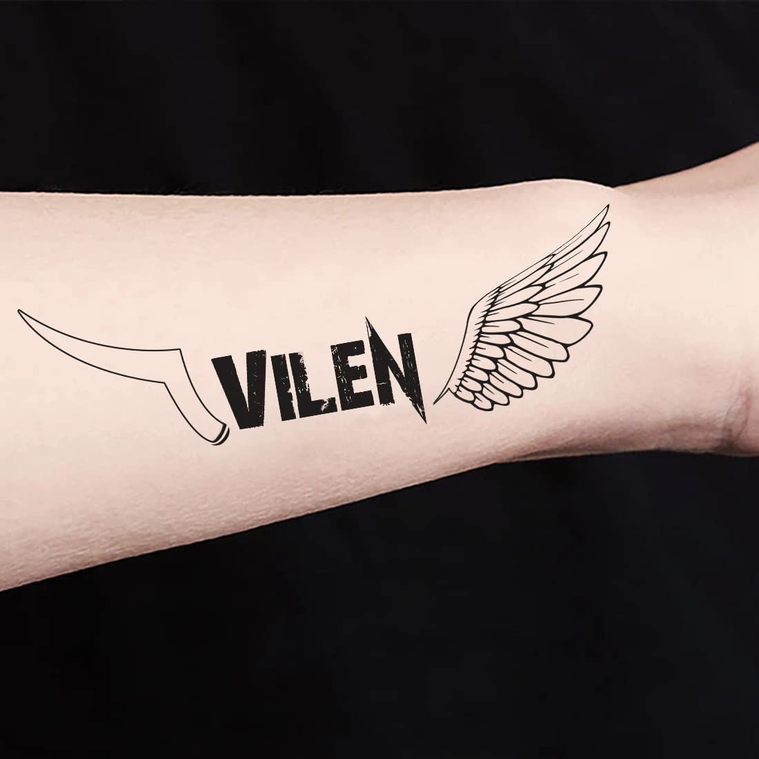Waterproof Temporary Tattoo for Men & Women - Winged Villain Design | Long Lasting Fake Body Art for Halloween, Cosplay & Costume Parties