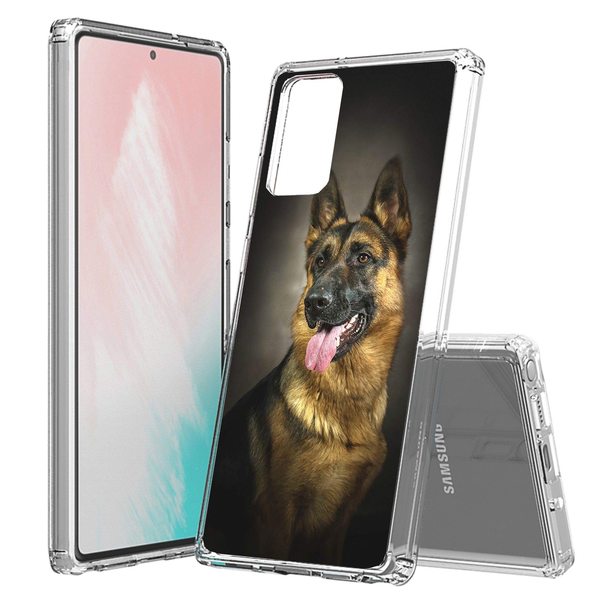 Scratch-Proof Hard PC Back Cover with Soft Flexible Bumper - Slim Lightweight Protective Case for Samsung Galaxy Note 20 (German Shepherd Design) - Perfect for Everyday Use, Work & Outdoor Activities