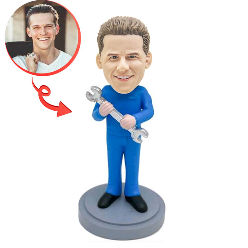 Custom Mechanic Bobblehead - Personalized Car Enthusiast Gift for Desk Decor, Office Fun & Auto Shop Display