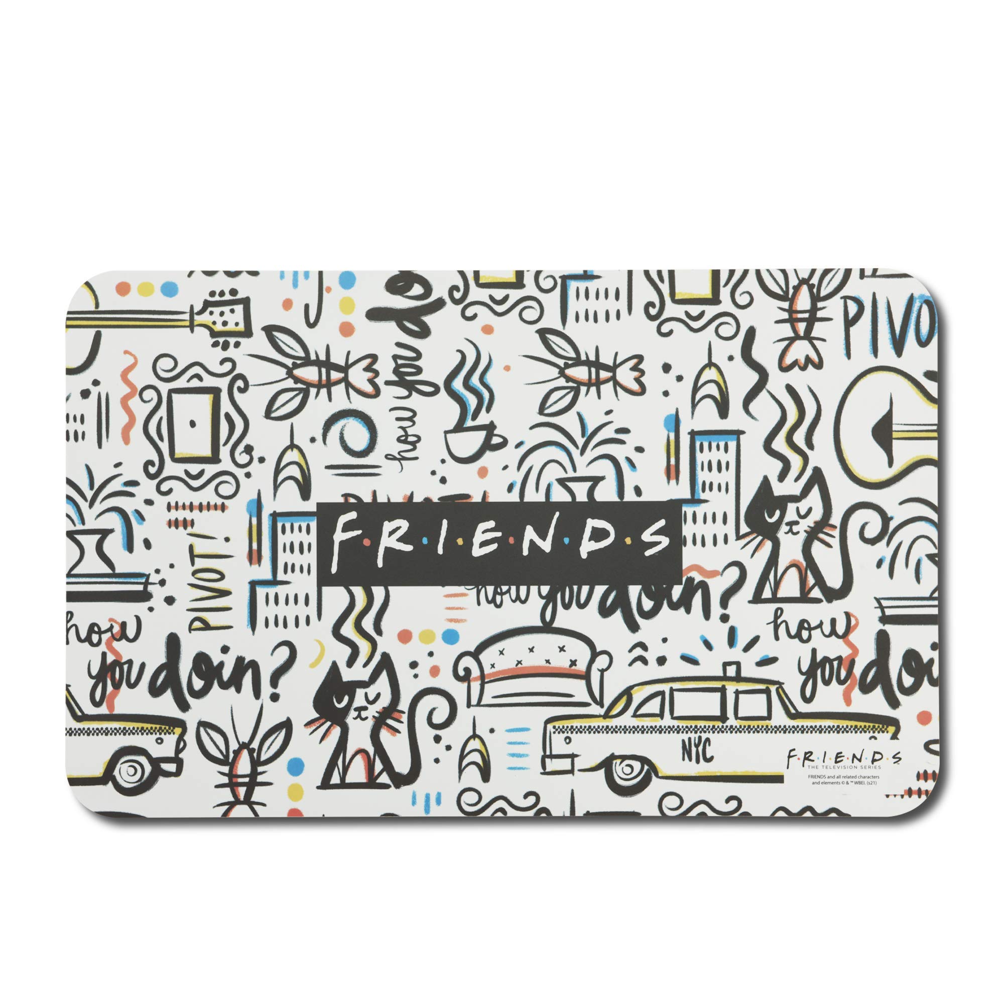 Friends TV Show Themed Non-Slip Silicone Pet Feeding Mat - Waterproof Dog & Cat Food Placemat for Bowls | Perfect for Messy Eaters, Kitchen Floor Protection, and Themed Pet Accessories