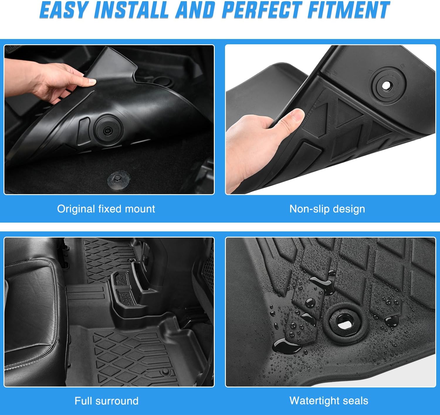 2020-2025 Ford Explorer 7-Seat Custom Fit TPE Floor Mats - All-Weather Protection, Durable & Easy to Clean - Perfect for Family Road Trips, Camping & Daily Commute