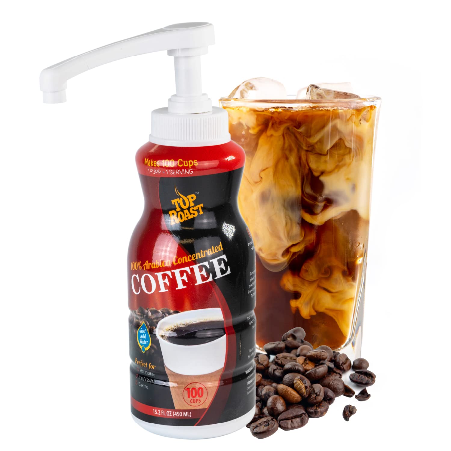 Premium Colombian Coffee Concentrate - 64:1 Strong Brew for 100 Cups | 15.2 Fl Oz Bottle with Measuring Pump | Perfect for Iced Coffee, Lattes & Homemade Cold Brew | Just Add 1 Pump to Water or Milk