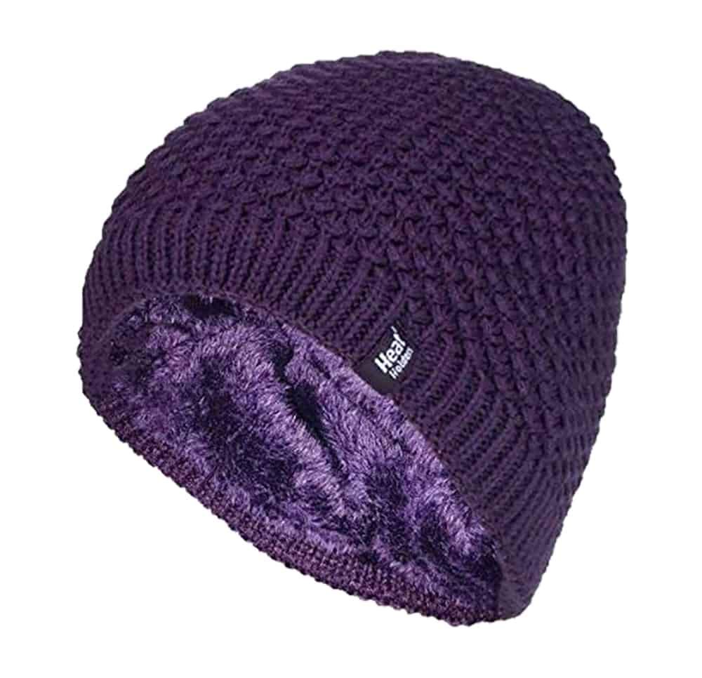 Heat Holders Women's Crochet Knitted Fleece Insulated Winter Hat - Ultra Warm Thermal Beanie for Cold Weather, Outdoor Activities & Snow Sports