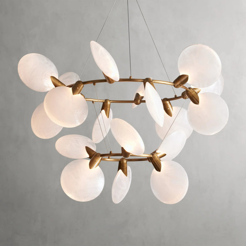 Lyla 2 Tiered Halo Chandelier - Modern Crystal Ceiling Light Fixture for Dining Room, Living Room & Bedroom - Elegant Lighting Decor for Home & Wedding