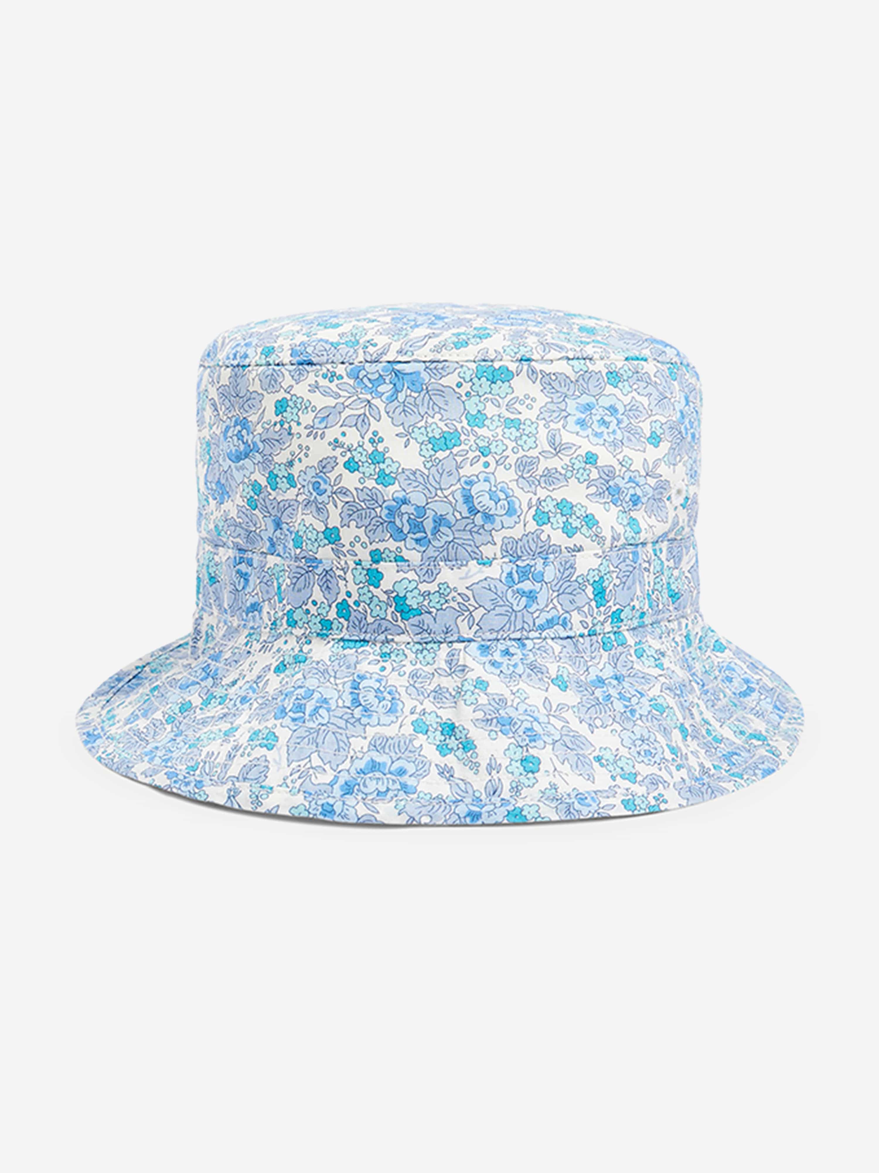 Blue Floral Baby Bonnet Hat - Soft Cotton Newborn Headband for Photography, Baptism & Special Occasions