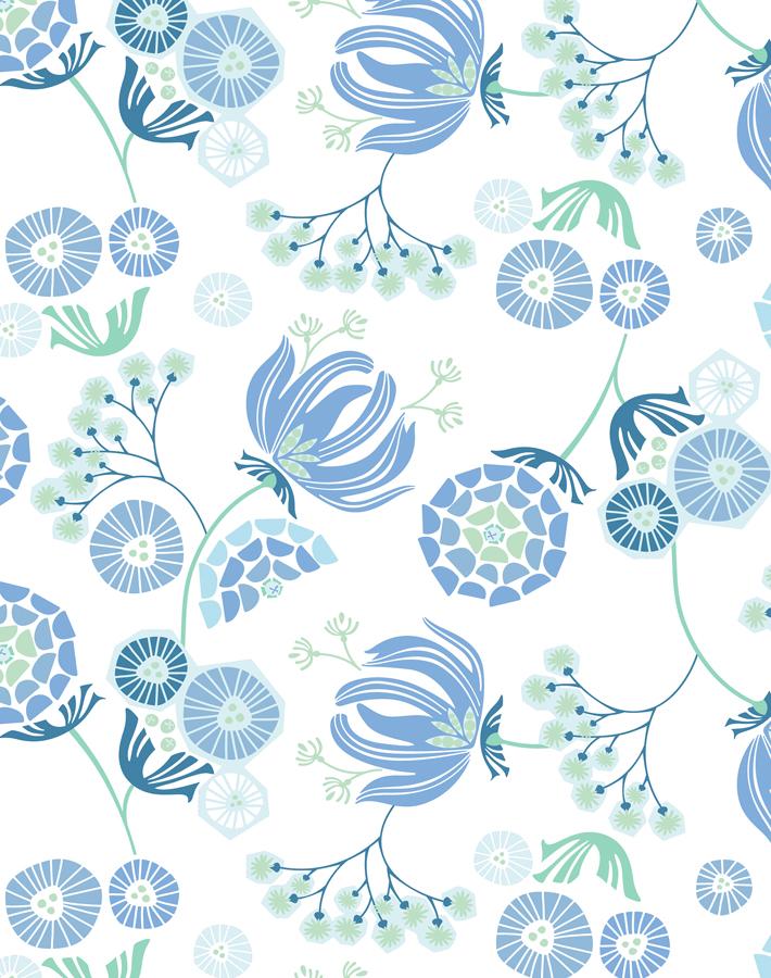 Mediterranean Floral Blue Wallpaper - Peel and Stick Removable Wallpaper for Bedroom, Living Room & Nursery - Tea Collection Home Decor
