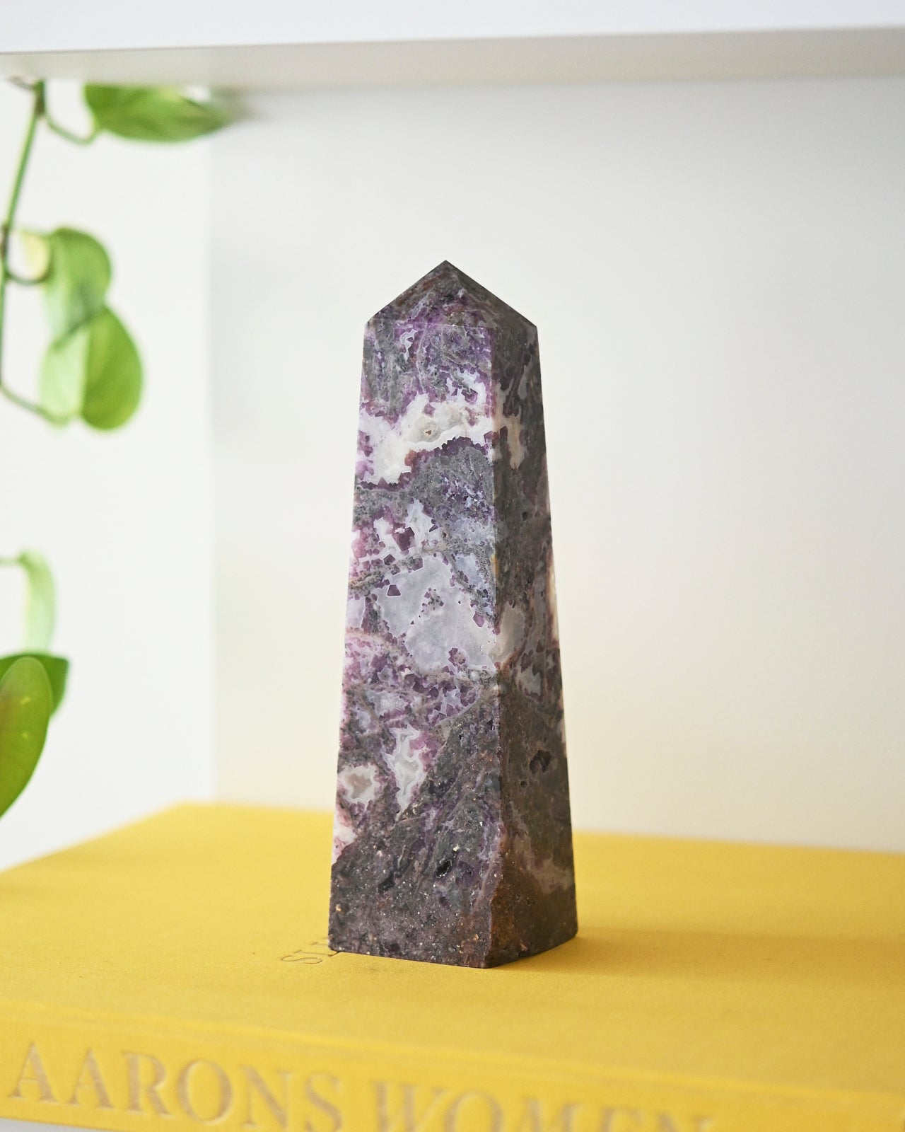 7 Inch Purple Agate Crystal Tower - Natural Healing Stone for Meditation, Yoga, Home Decor & Spiritual Energy Work