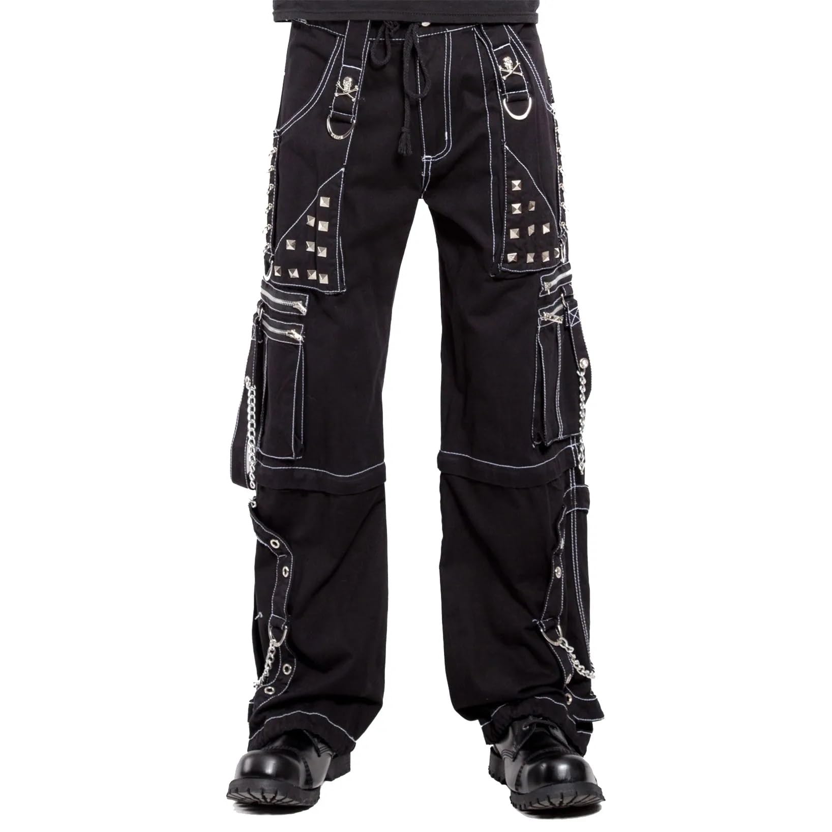 Gothic Men's Black Bondage Cyberpunk Chain Shorts - Punk Rock Techno Pants for US Market | Perfect for Concerts, Raves & Alternative Fashion