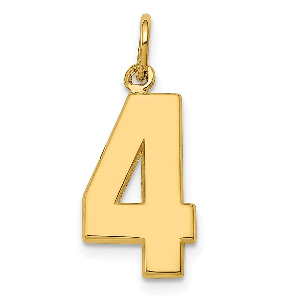 14K Yellow Gold Number 4 Charm Pendant Necklace - Dainty Medium Size Jewelry for Women, Birthday Gift for Her - Perfect for Everyday Wear, Special Occasions & Personalized Gifts