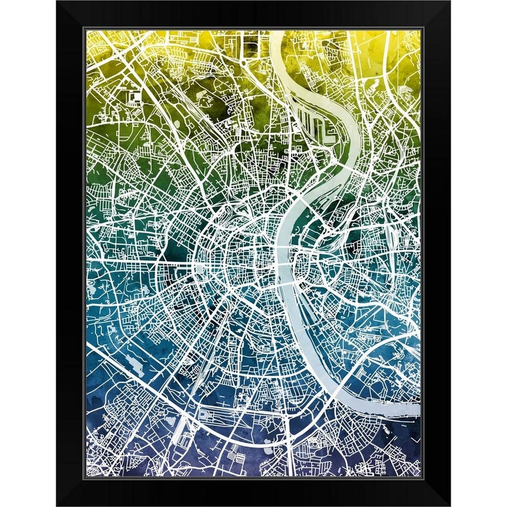 Canvas On Demand Cologne Germany City Map Black Framed Wall Art Print - Home Office Decor, Living Room Bedroom Wall Decor, Gift for Travel Lovers